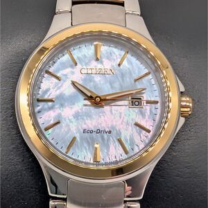 Citizen Eco Drive 30mm Two Tone MOP Dial Date Watch E013 R009869